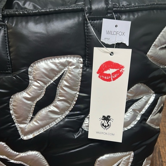 Wildfox Black and silver Tote or Shoulder Bag zipper NWT - Picture 15 of 17